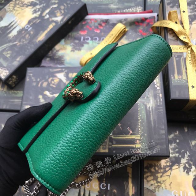 Gucci包 古馳女包 401231綠全皮 Gucci真皮鏈式迷你手袋 Gucci酒神包  gudj1280